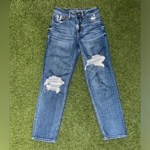 American Eagle Outfitters Blue Distressed Ankle Jeans
